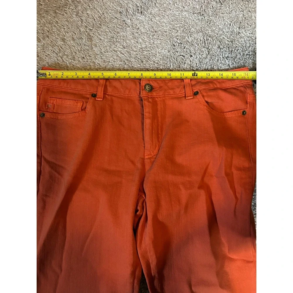 Michael Kors Pants Women 8 Orange Persimmon Stretch Cotton Slim Straight